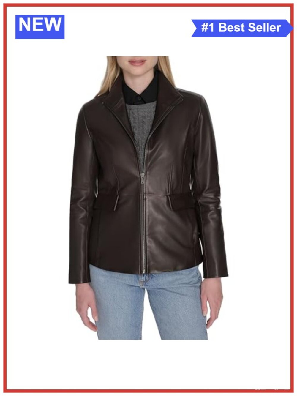 Wing Collar Leather Jacket Women's Casual Moto Biker Coat
